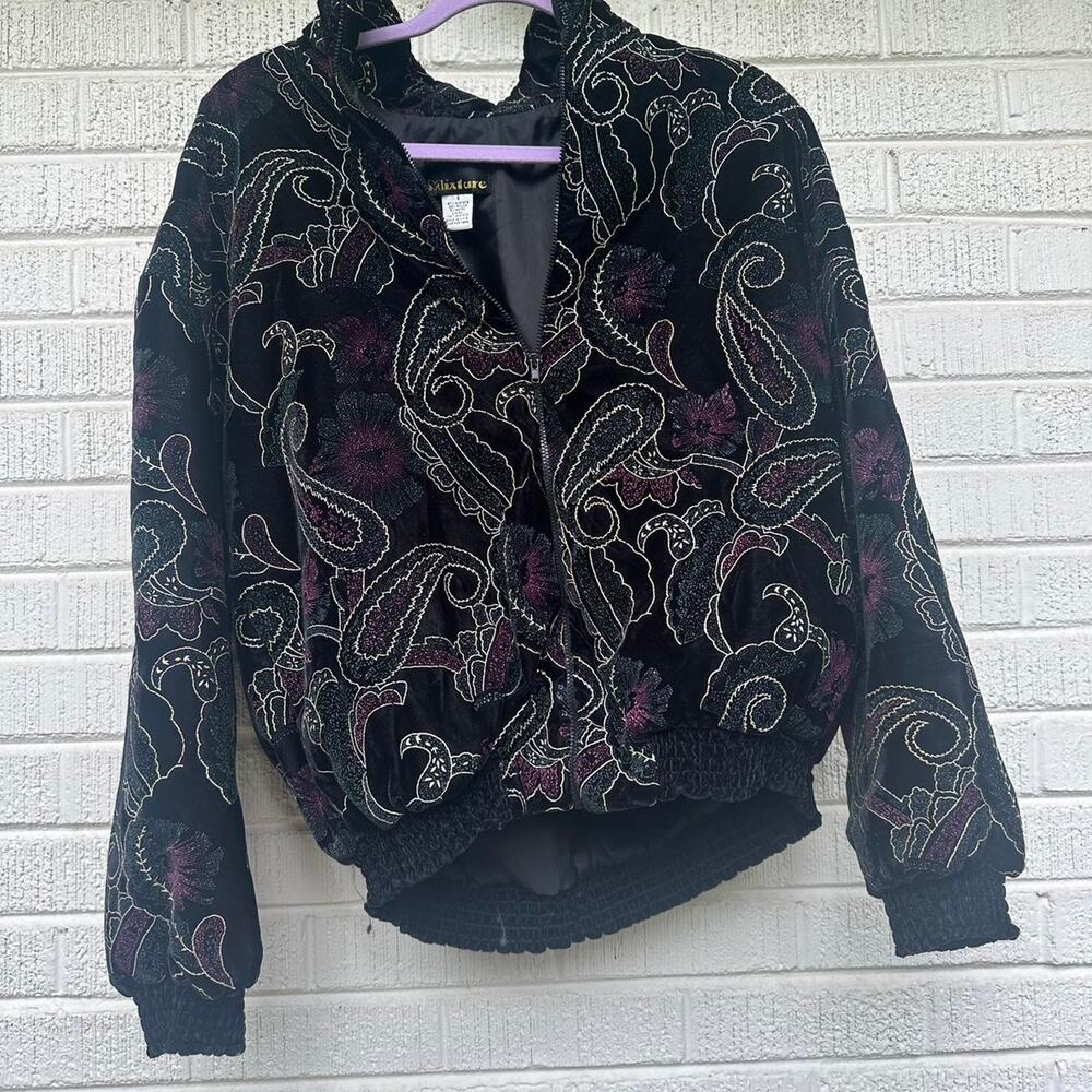 Vintage 90's Mixture Velvet Paisley Bomber Jacket